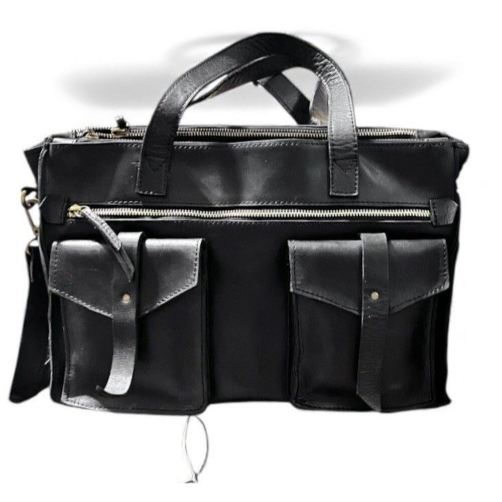 Raven + Lily Ethiopian Leather Crossbody Purse Tote Bag  Black Artisan Made EUC